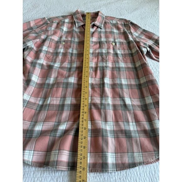 J.Crew Mens Casual Outdoor Flannel Button Down Shirt XL Cotton Pink Grey - Picture 8 of 9